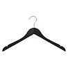 LE GÉANT DU CINTRE Cintre blouse / chemise (galbé) bois hêtre laqué noir avec chrochet doré et encoches LE GÉANT DU CINTRE Cintre blouse / chemise (galbé) bois hêtre laqué noir avec chrochet doré et encoches