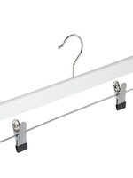 Cintre jupe / pantalon bois lotus laqué blanc avec pinces antidérapantes