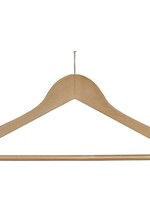 Cintre hotel (galbé) antivol bois lotus verni naturel avec encoches et barre antidérapant