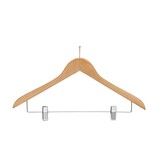 Cintre hotel (galbé) antivol bois lotus verni naturel avec pinces antidérapantes Cintre hotel (galbé) antivol bois lotus verni naturel avec pinces antidérapantes