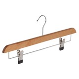 Cintre jupe / pantalon bois lotus verni naturel avec pinces antidérapantes Cintre jupe / pantalon bois lotus verni naturel avec pinces antidérapantes