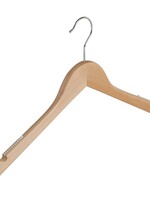 Cintre blouse / chemise (plat) bois lotus verni naturel avec encoches et antidérapant sur épaules