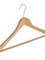 Cintre blouse / chemise (galbé) bois lotus verni naturel avec encoches et barre antidérapant