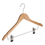 Cintre blouse / chemise (galbé) bois lotus verni naturel avec encoches et pinces antidérapantes Cintre blouse / chemise (galbé) bois lotus verni naturel avec encoches et pinces antidérapantes