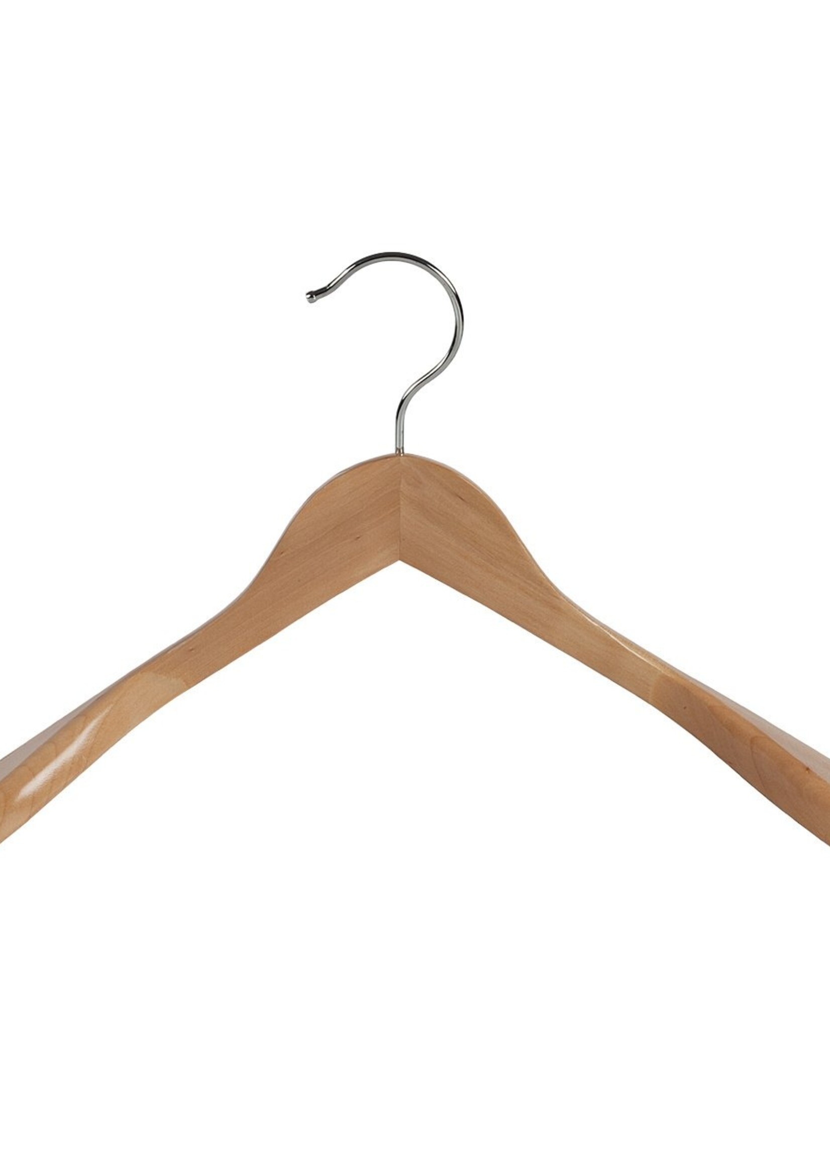 Cintre veste / costume (galbé) bois lotus verni naturel avec épaules larges