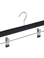 Cintre jupe / pantalon bois lotus laqué noir avec pinces antidérapantes