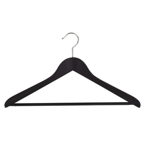 Cintre blouse / chemise (galbé) bois lotus laqué noir avec barre antidérapant Cintre blouse / chemise (galbé) bois lotus laqué noir avec barre antidérapant