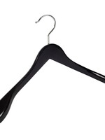 Cintre veste / costume (galbé) bois lotus laqué noir avec épaules larges