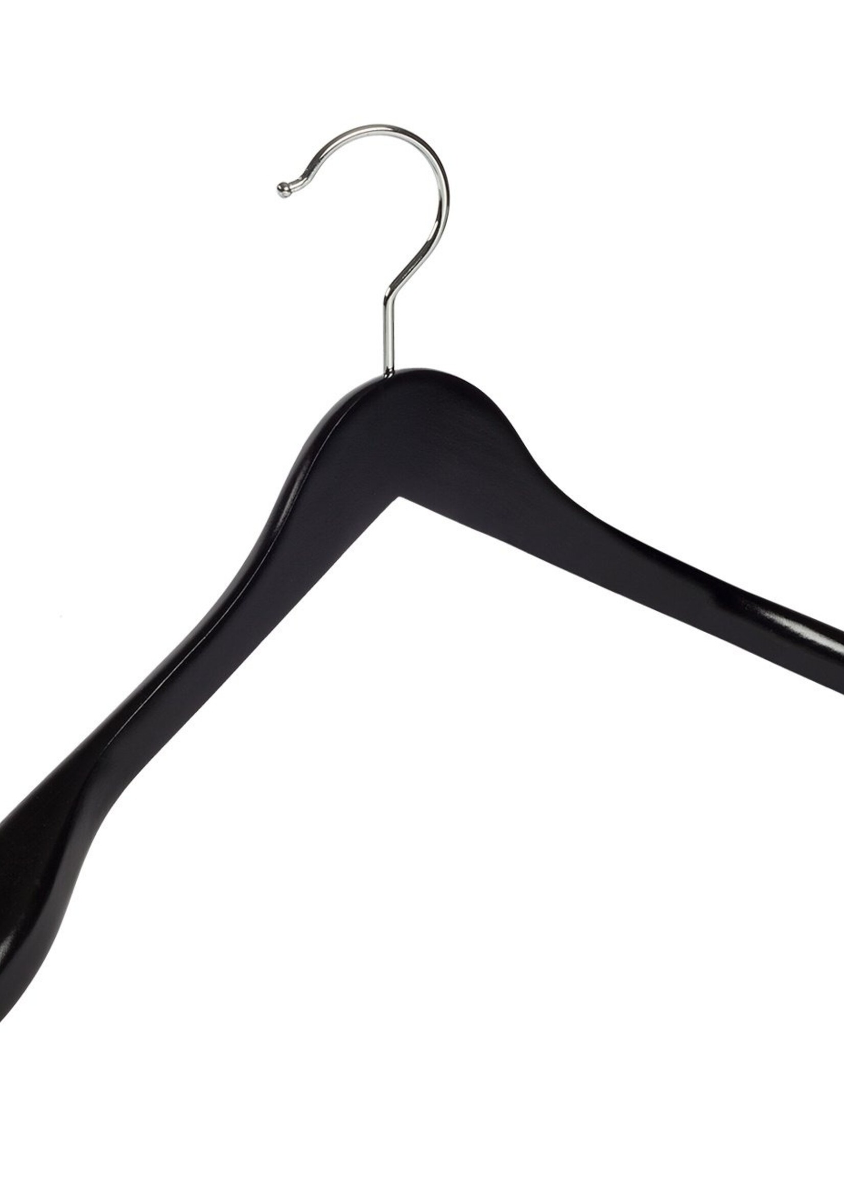 Cintre veste / costume (galbé) bois lotus laqué noir avec épaules larges