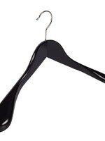 Cintre veste / costume (galbé) bois lotus laqué noir avec épaules larges