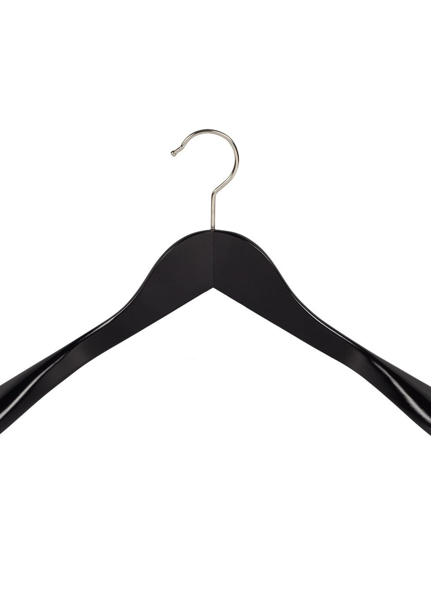 Cintre veste / costume (galbé) bois lotus laqué noir avec épaules larges