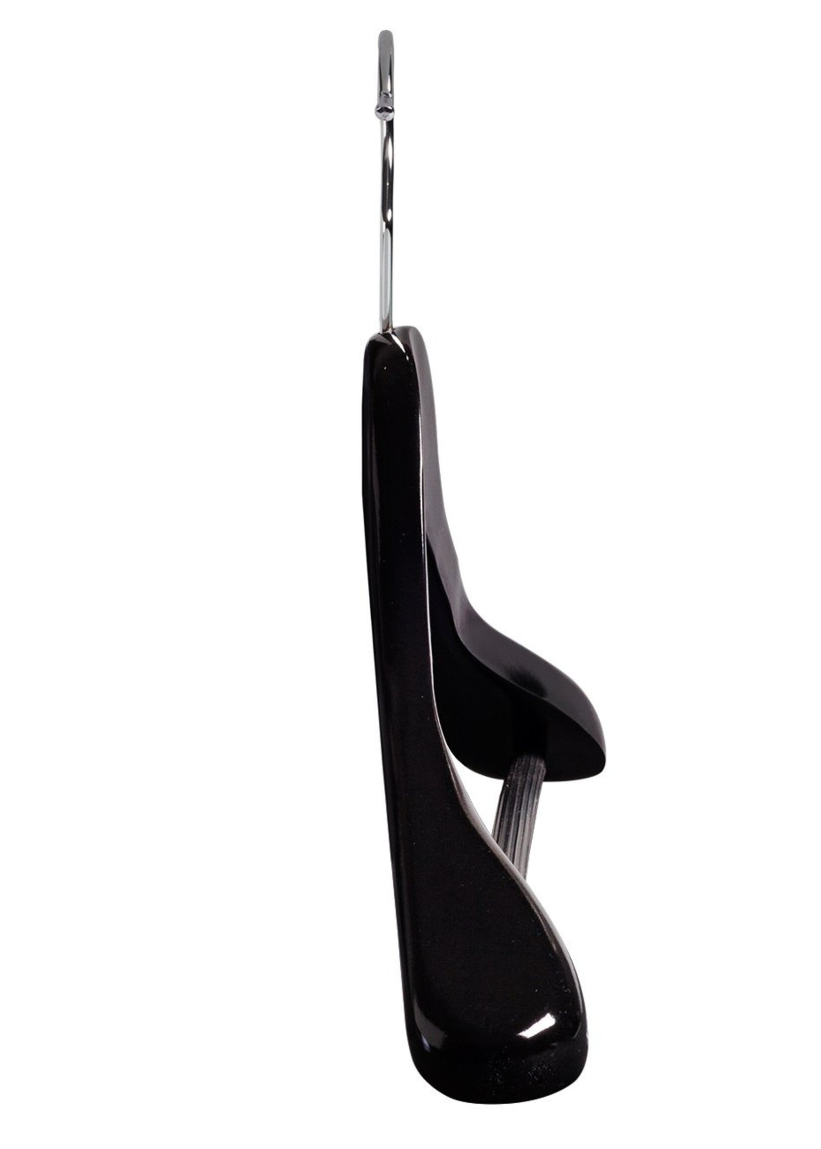 Cintre veste / costume (galbé) bois lotus laqué noir avec épaules larges et barre antidérapant