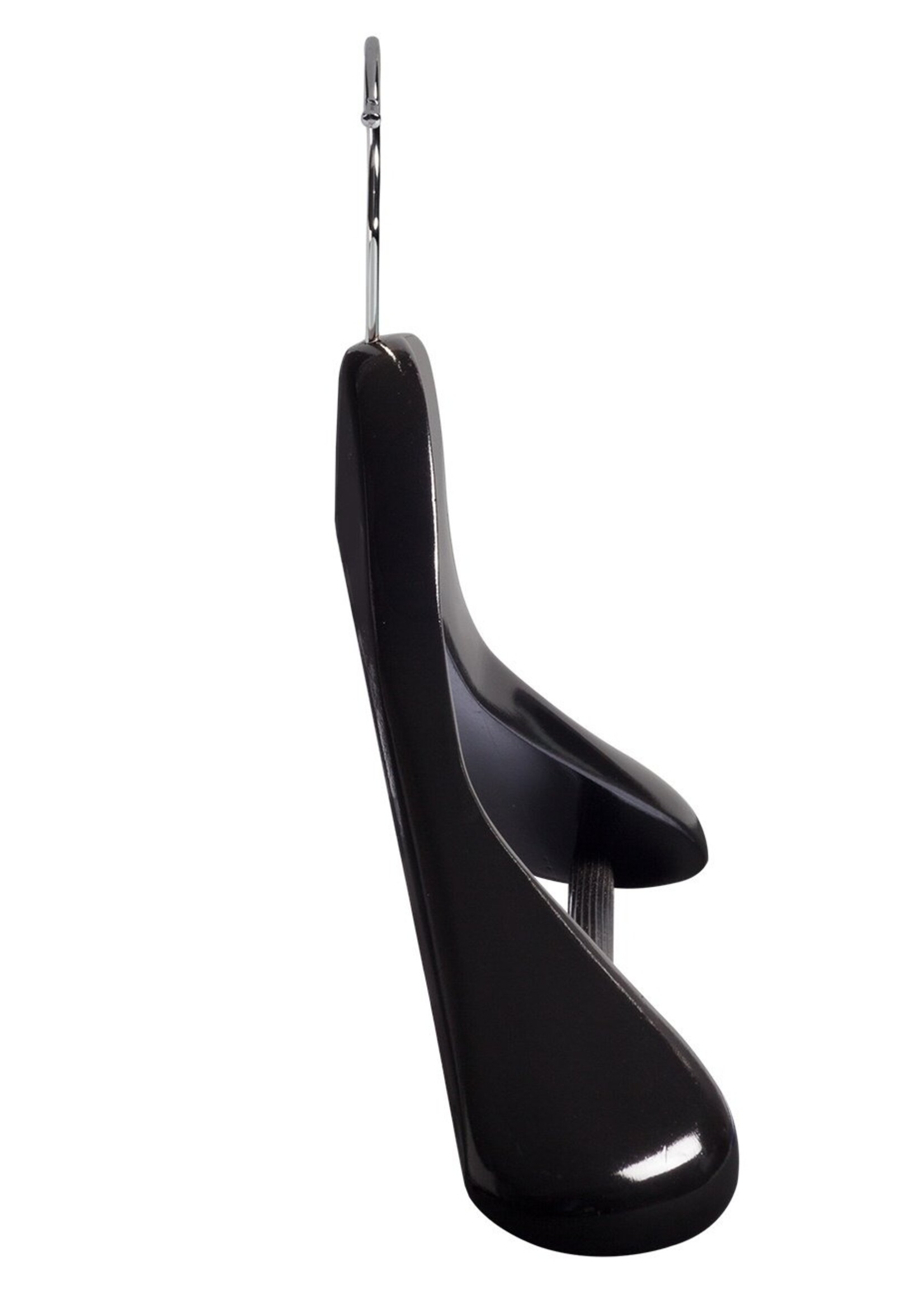 Cintre veste / costume (galbé) bois lotus laqué noir avec épaules larges et barre antidérapant