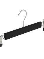 Cintre jupe / pantalon bois lotus laqué noir avec pinces antidérapantes