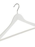 Cintre blouse / chemise (galbé) bois lotus laqué blanc avec barre antidérapant