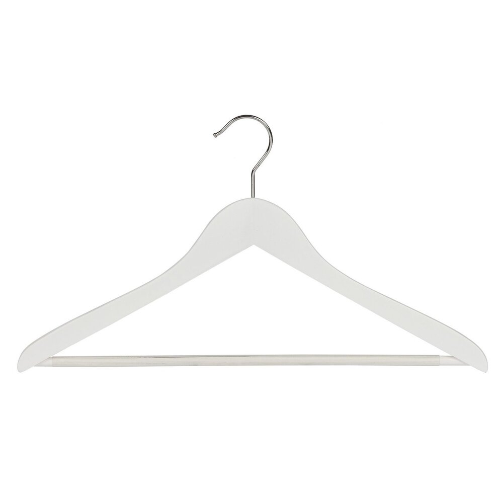 Cintre blouse / chemise (galbé) bois lotus laqué blanc avec barre antidérapant Cintre blouse / chemise (galbé) bois lotus laqué blanc avec barre antidérapant