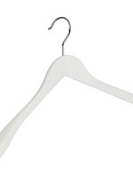 Cintre veste / costume (galbé) bois lotus laqué blanc avec épaules larges