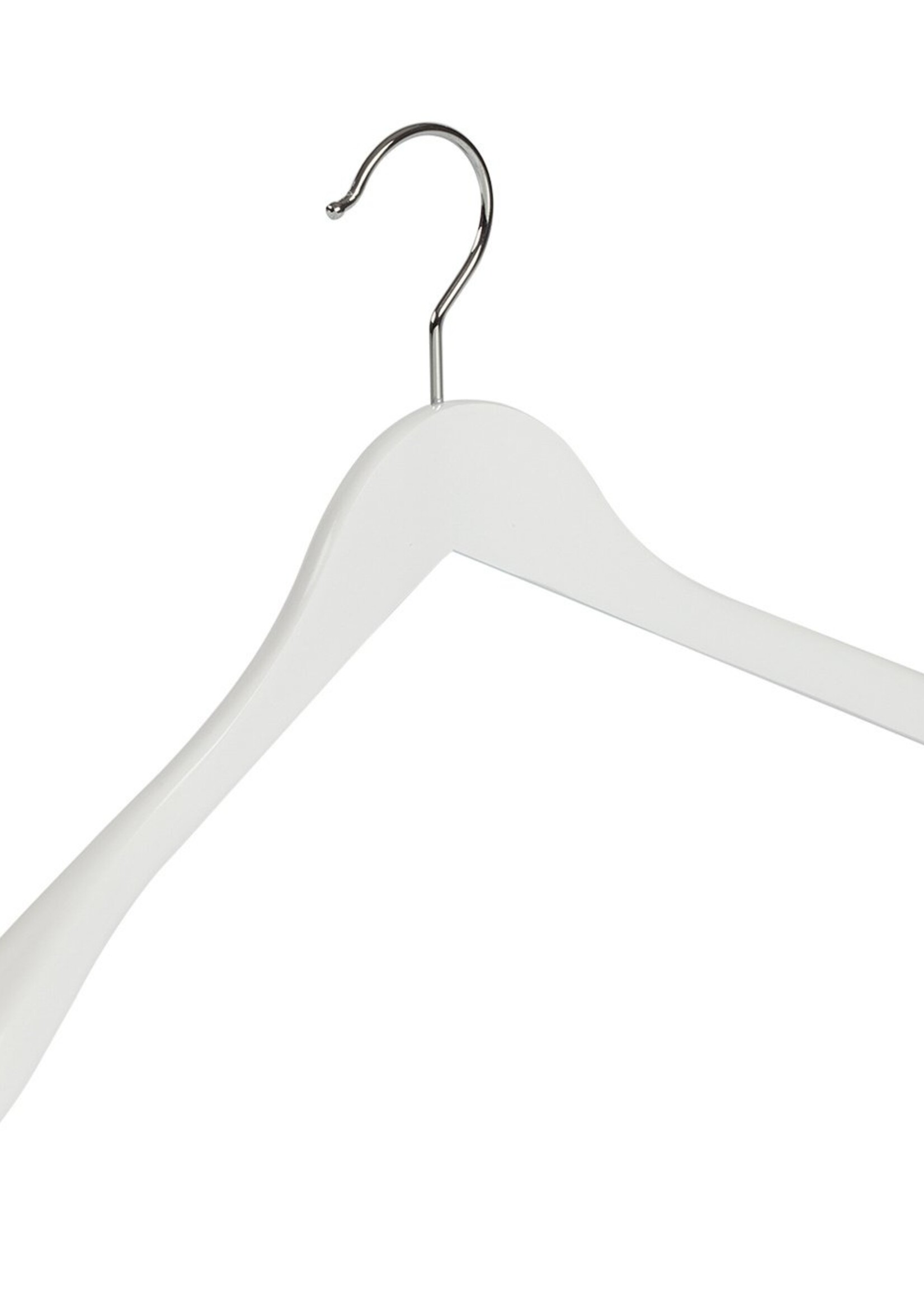 Cintre veste / costume (galbé) bois lotus laqué blanc avec épaules larges