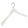 Cintre veste / costume (galbé) bois lotus laqué blanc avec épaules larges Cintre veste / costume (galbé) bois lotus laqué blanc avec épaules larges
