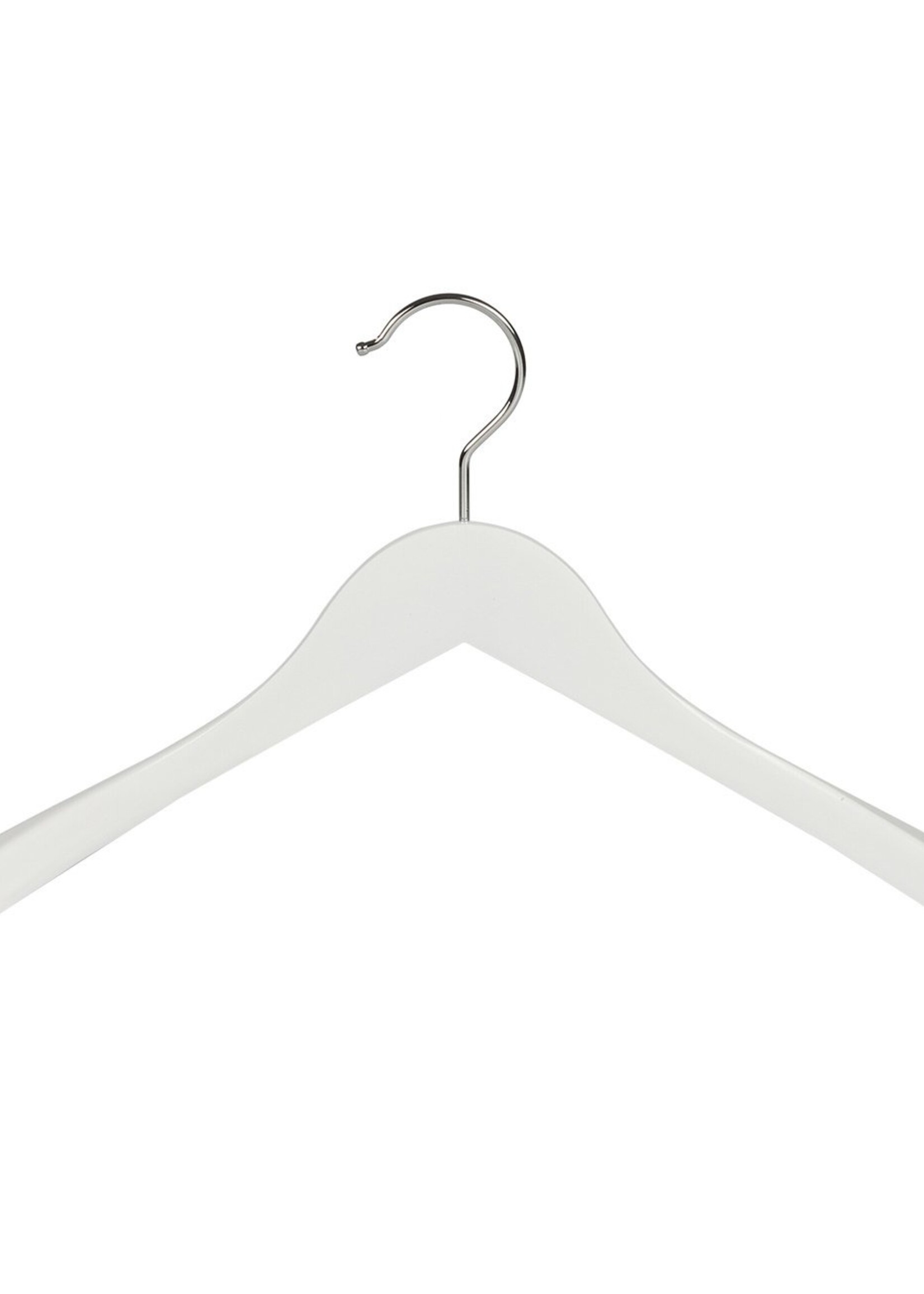 Cintre veste / costume (galbé) bois lotus laqué blanc avec épaules larges