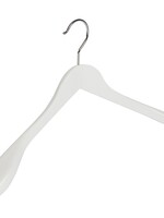 Cintre veste / costume (galbé) bois lotus laqué blanc avec épaules larges