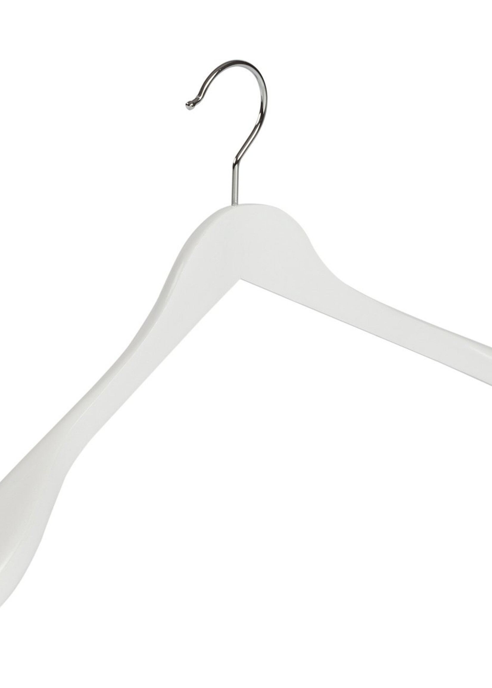 Cintre veste / costume (galbé) bois lotus laqué blanc avec épaules larges