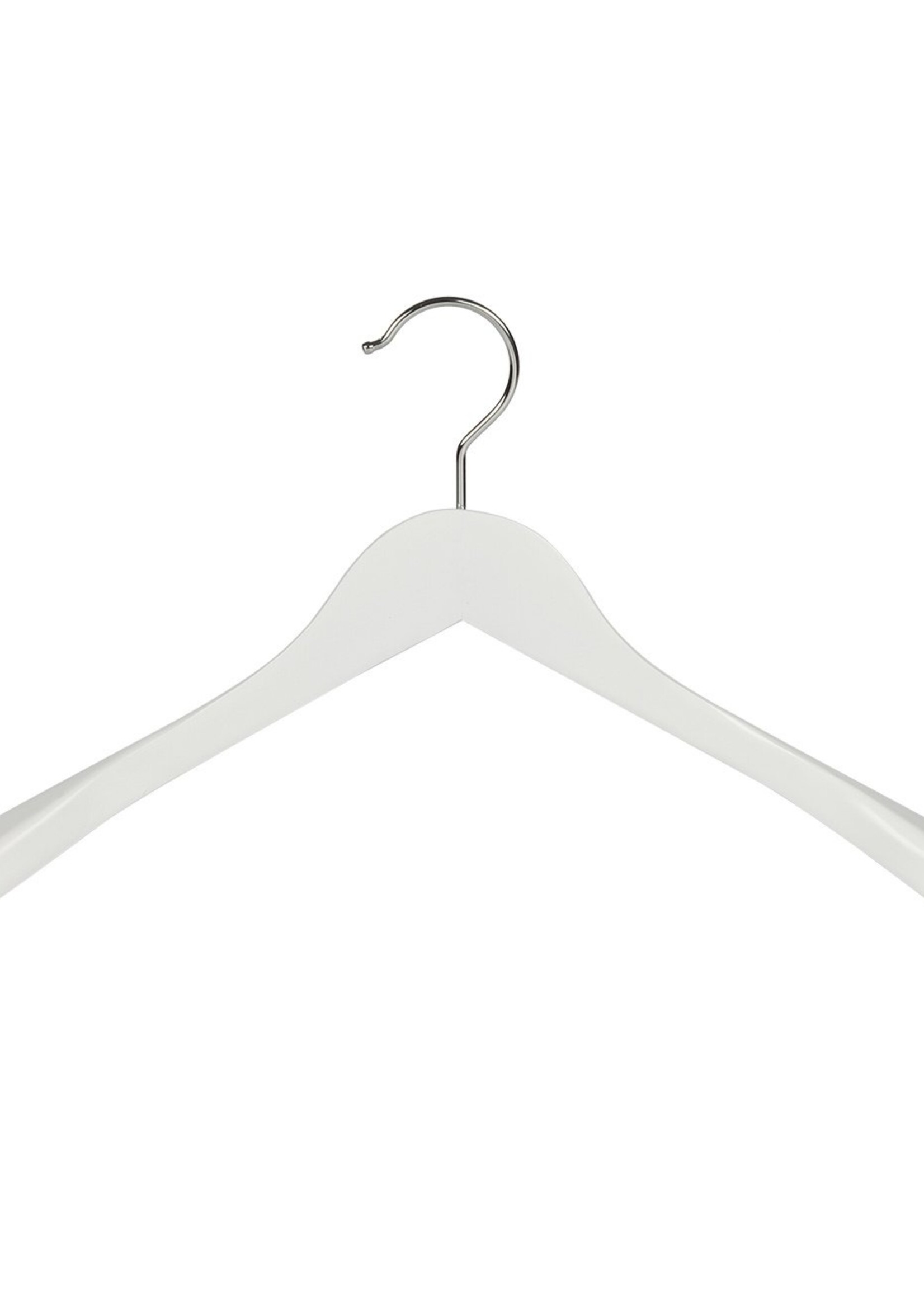 Cintre veste / costume (galbé) bois lotus laqué blanc avec épaules larges