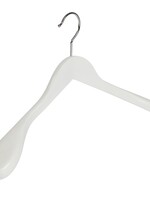 Cintre veste / costume (galbé) bois lotus laqué blanc avec épaules larges