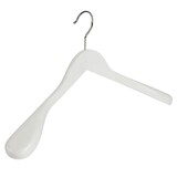 Cintre veste / costume (galbé) bois lotus laqué blanc avec épaules larges Cintre veste / costume (galbé) bois lotus laqué blanc avec épaules larges