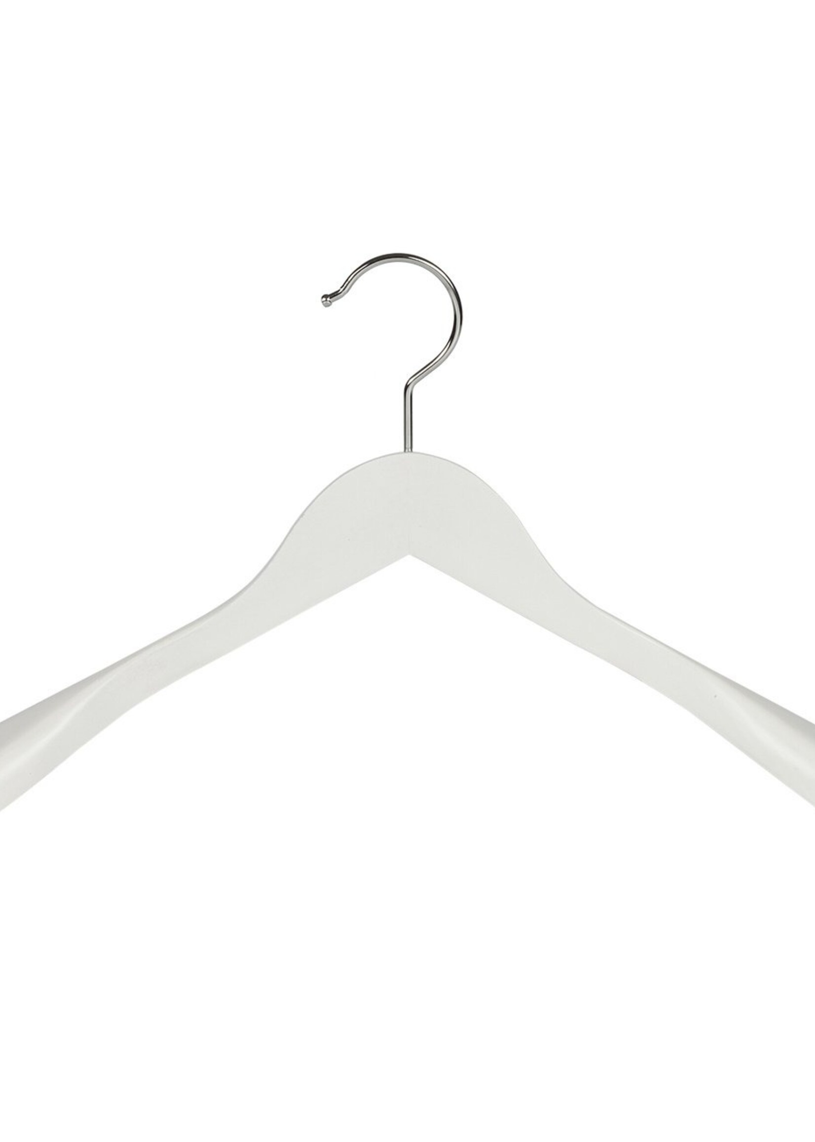 Cintre veste / costume (galbé) bois lotus laqué blanc avec épaules larges