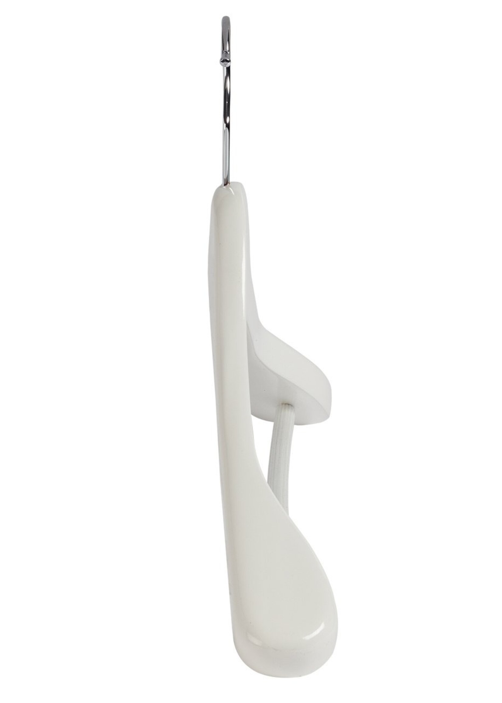 Cintre veste / costume (galbé) bois lotus laqué blanc avec épaules larges et barre antidérapant