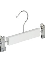 Cintre jupe / pantalon bois lotus laqué blanc avec pinces antidérapantes