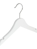 Cintre blouse / chemise (plat) bois lotus laqué blanc avec encoches