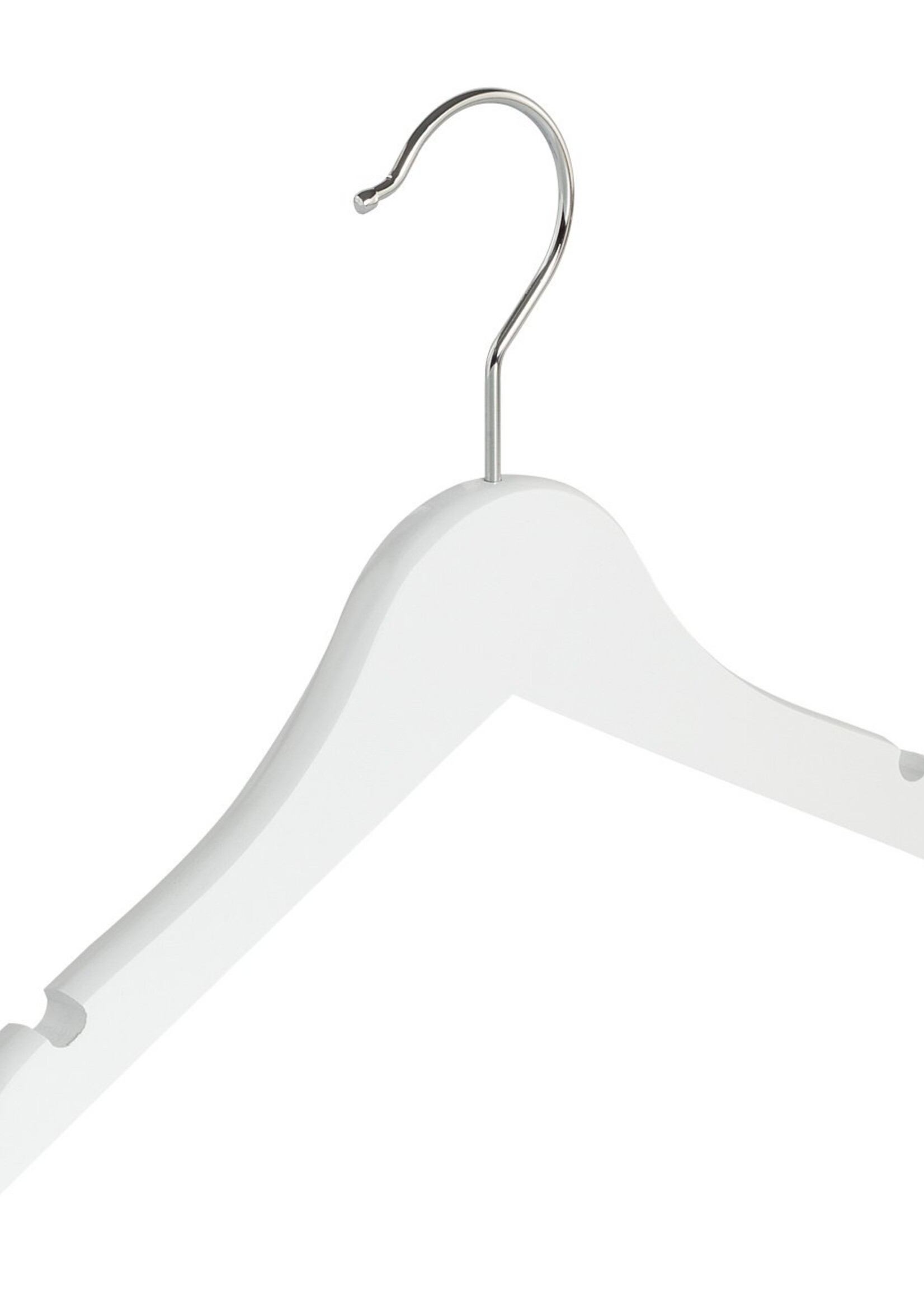 Cintre blouse / chemise (plat) bois lotus laqué blanc avec encoches