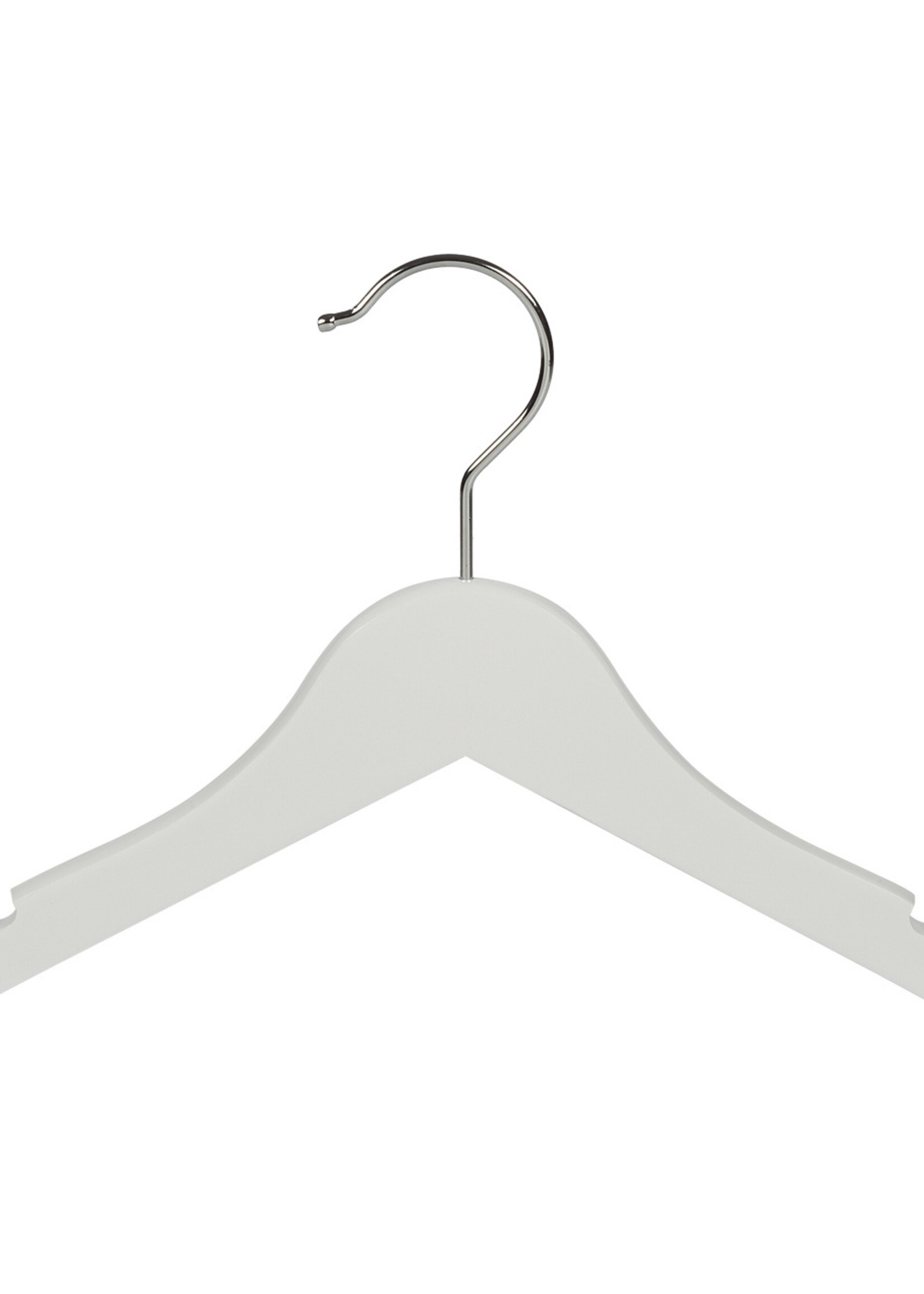 Cintre blouse / chemise (plat) bois lotus laqué blanc avec encoches