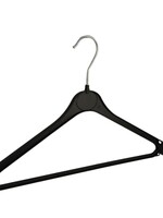 Cintre blouse / chemise (plat) plastique noir avec encoches et barre antidérapant