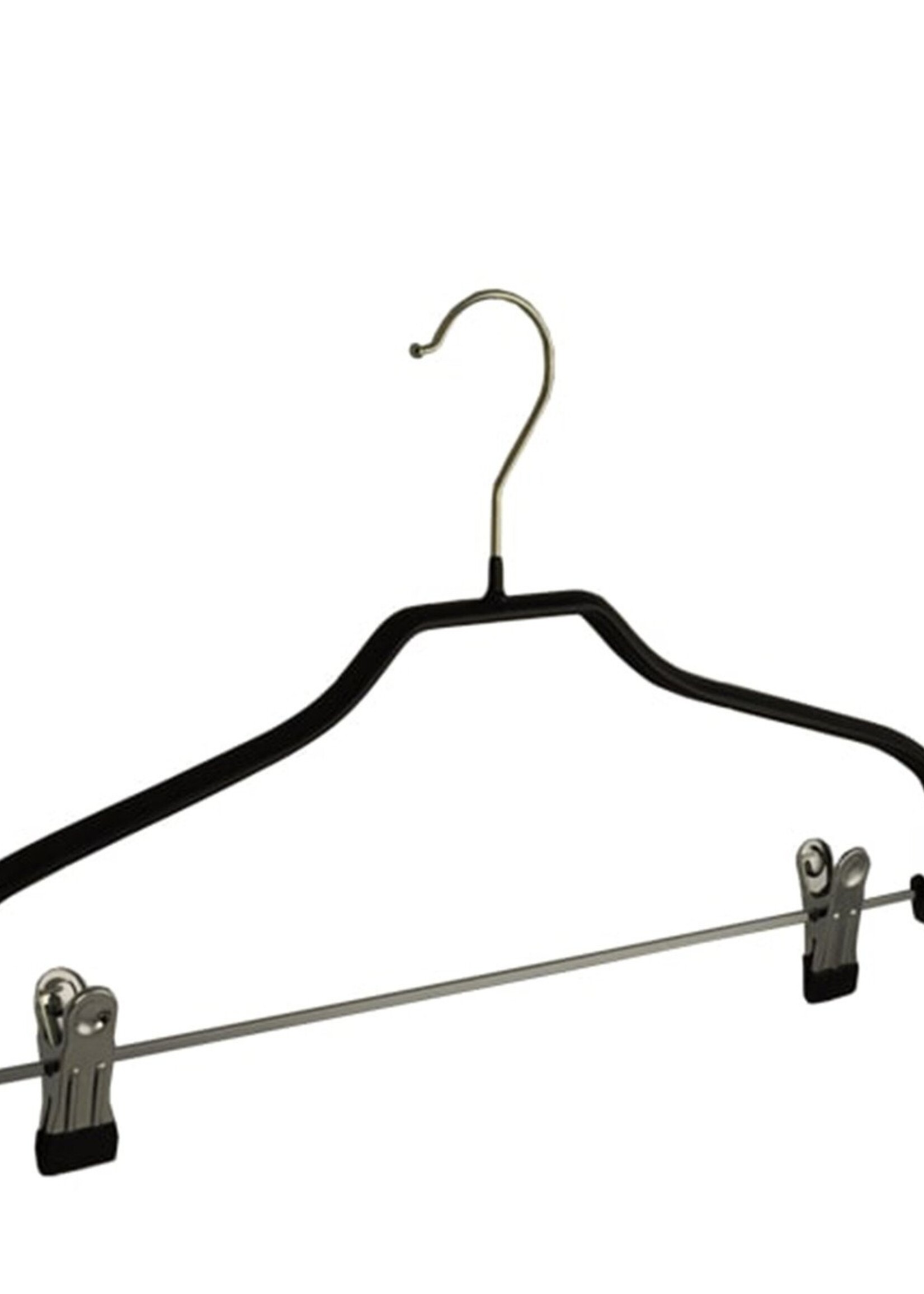 Cintre blouse / chemise (plat) métal avec pinces antidérapantes et noir antidérapant