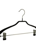 Cintre veste / costume (galbé) métal avec pinces, épaules larges et noir antidérapant