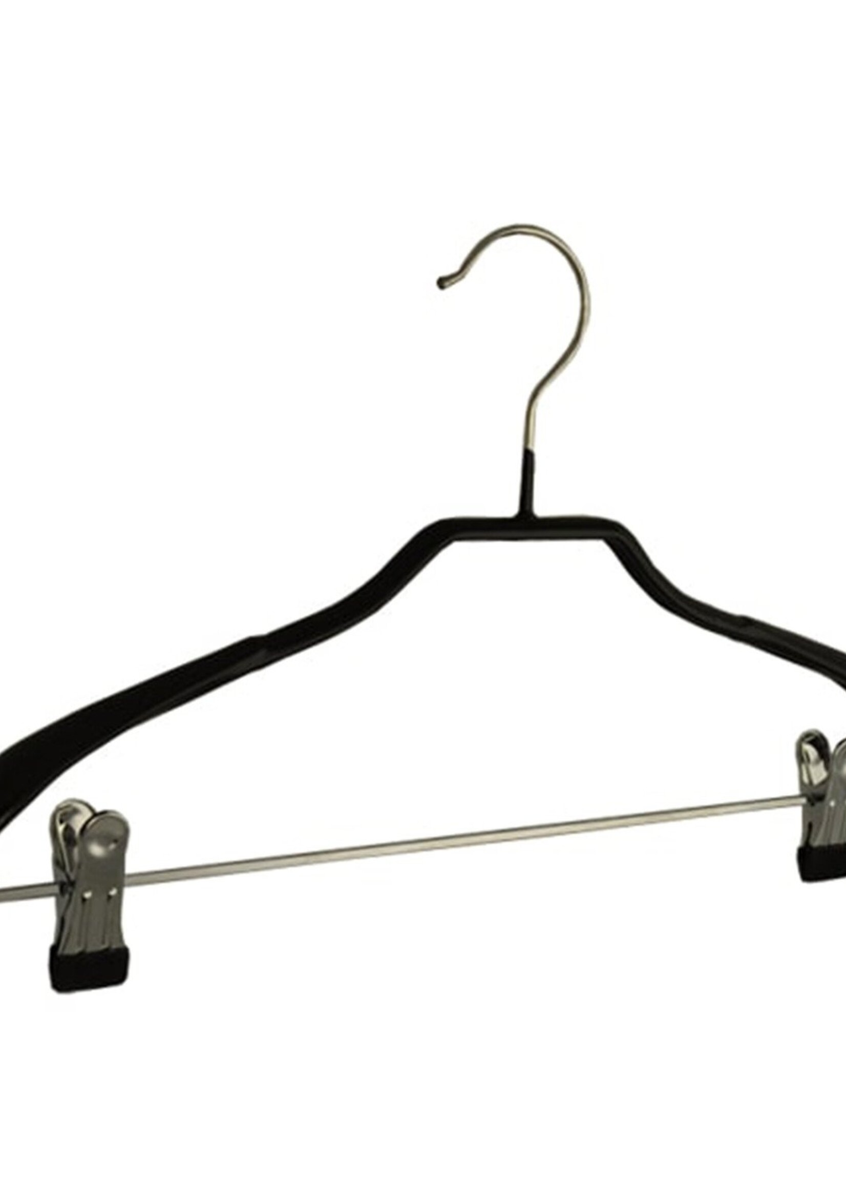 Cintre veste / costume (galbé) métal avec pinces, épaules larges et noir antidérapant