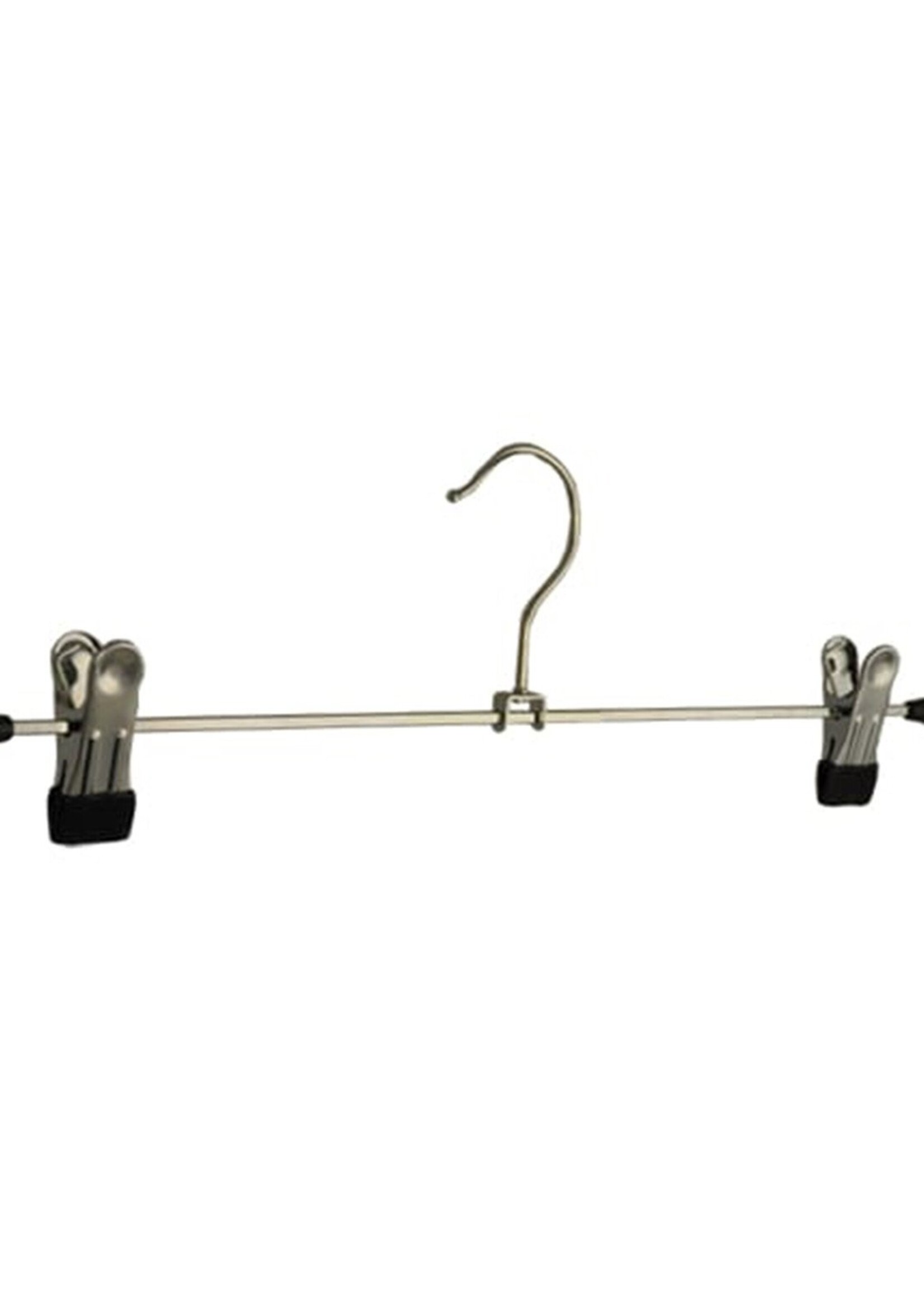 Cintre jupe / pantalon métal chromé avec pinces antidérapantes (noir)