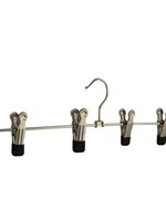 Cintre jupe / pantalon métal chromé avec (4) maxi pinces antidérapantes (noir)