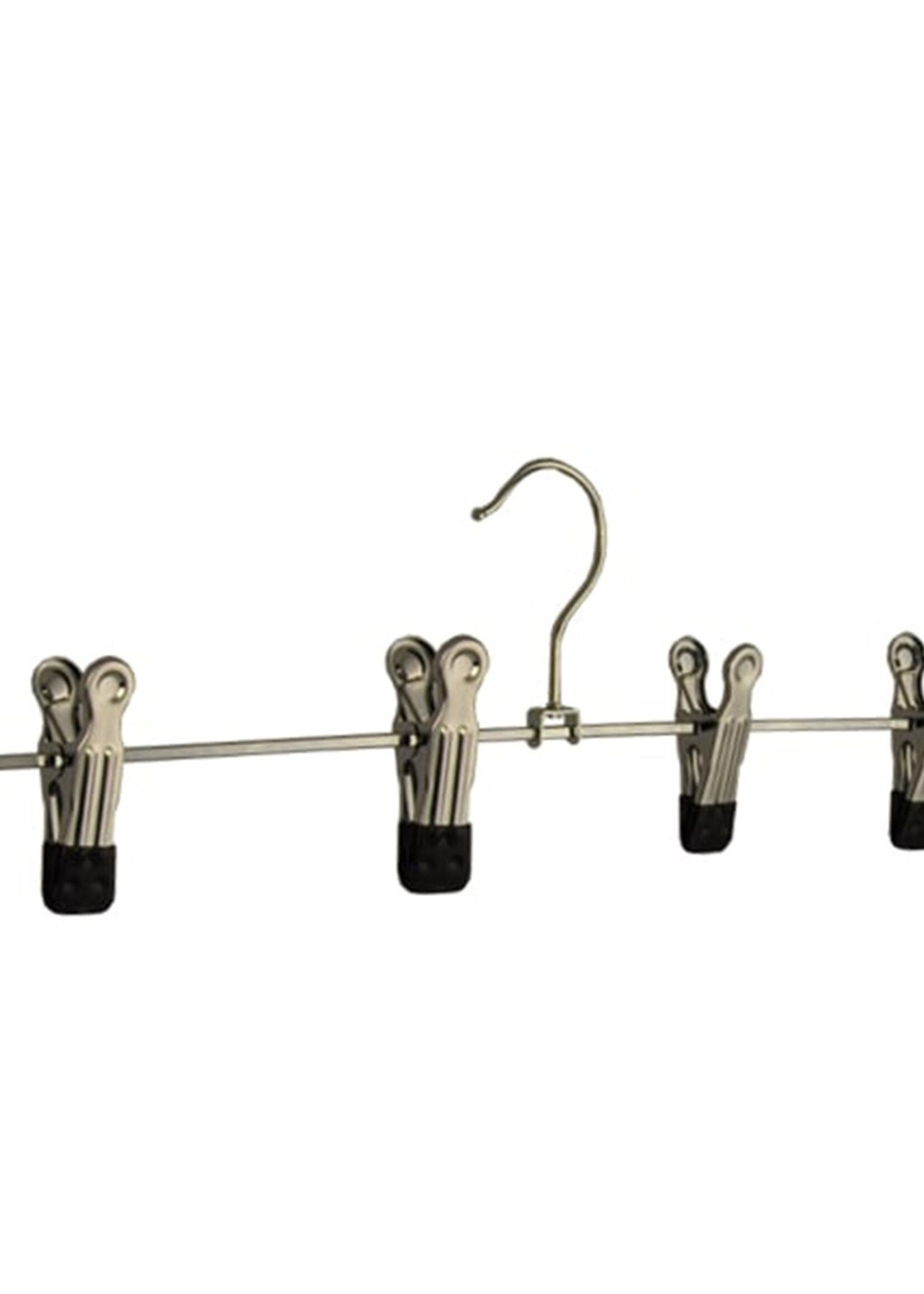 Cintre jupe / pantalon métal chromé avec (4) maxi pinces antidérapantes (noir)