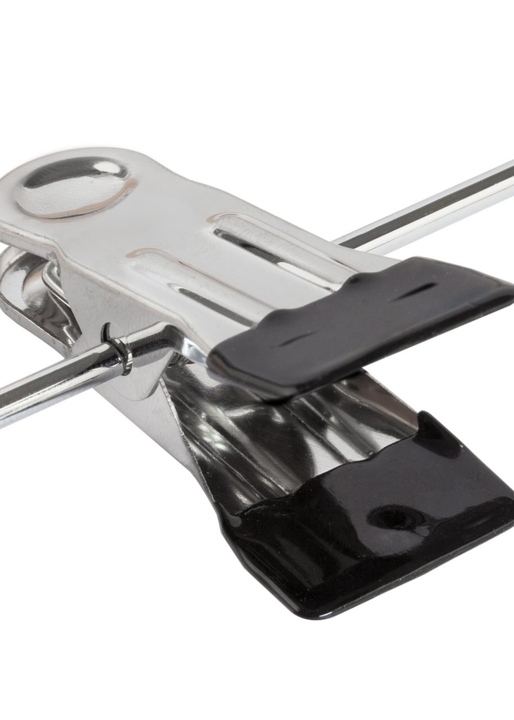 Cintre jupe / pantalon métal chromé avec (4) maxi pinces antidérapantes (noir)