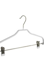 Cintre blouse / chemise (plat) métal avec pinces antidérapantes et blanc antidérapant