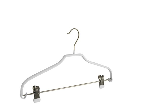Cintre blouse / chemise (plat) métal avec pinces antidérapantes et blanc antidérapant Cintre blouse / chemise (plat) métal avec pinces antidérapantes et blanc antidérapant