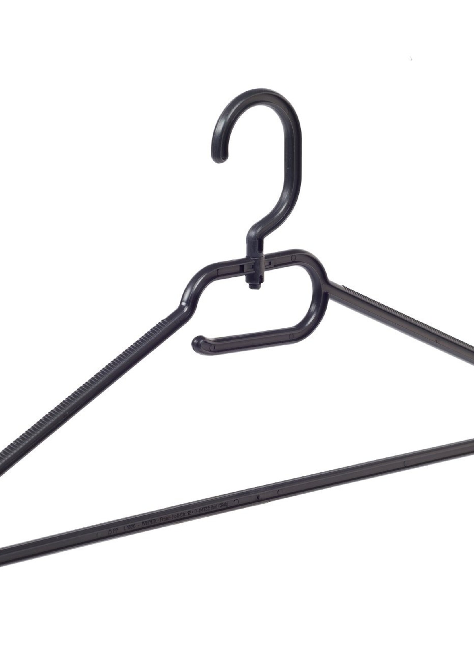 Cintre plastique multi-usage (plat) noir avec crochet tournant