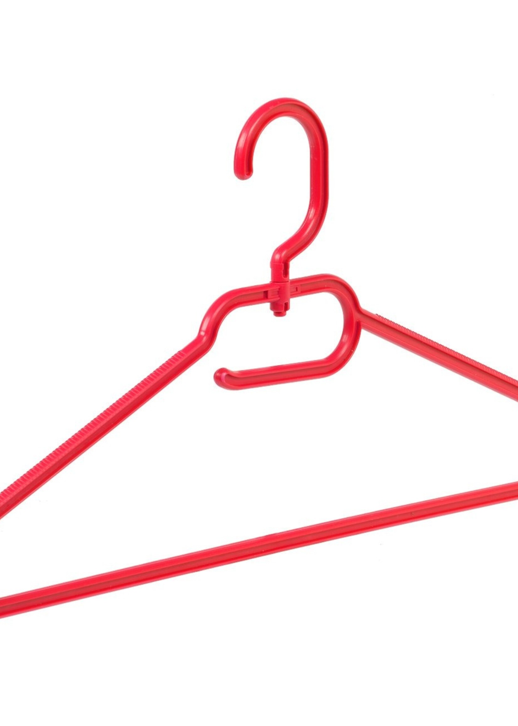 Cintre plastique multi-usage (plat) rouge avec crochet tournant