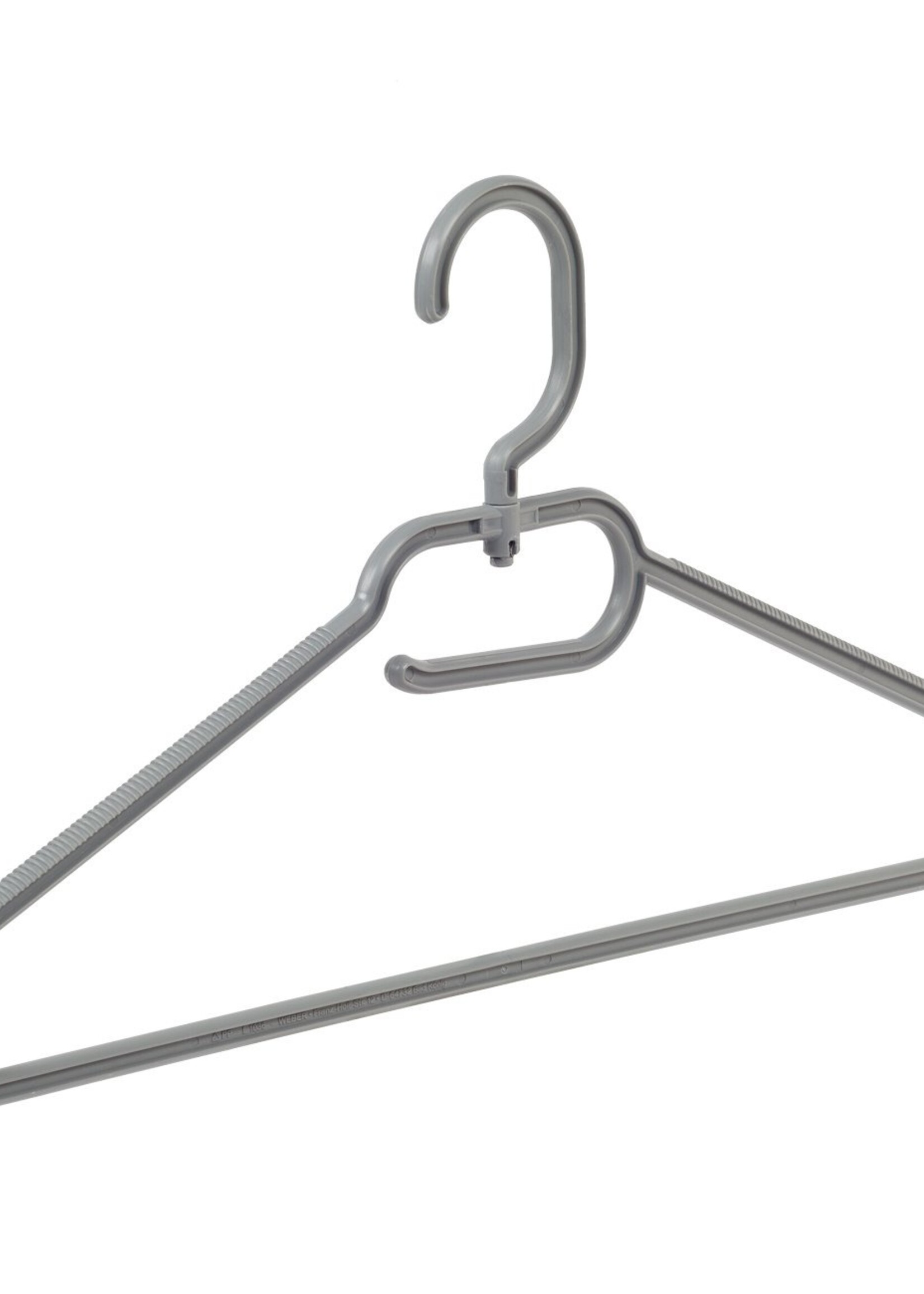 Cintre plastique multi-usage (plat) gris avec crochet tournant