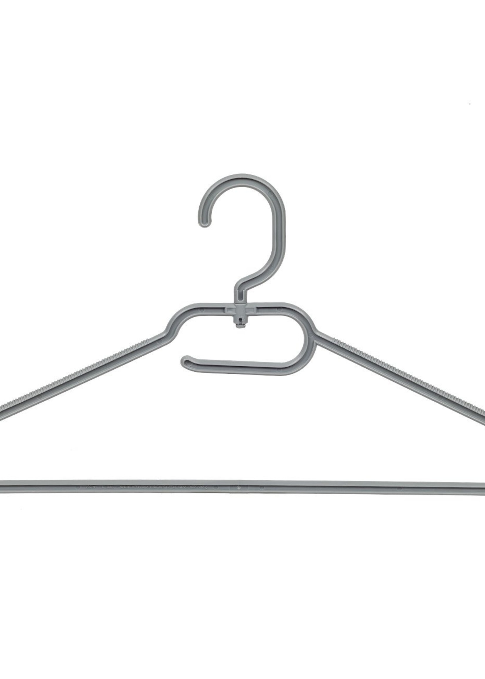 Cintre plastique multi-usage (plat) gris avec crochet tournant