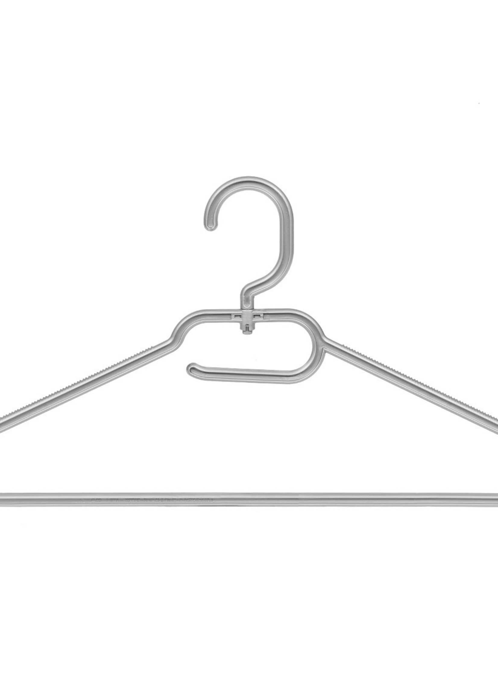 Cintre plastique multi-usage (plat) argent avec crochet tournant